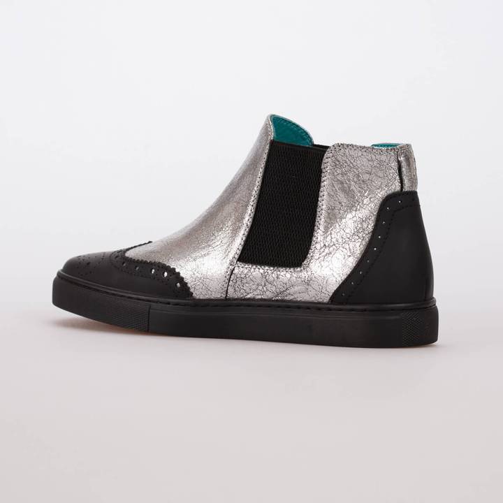 EMMA – LEATHER SILVER & MAT BLACK - jameswhite001