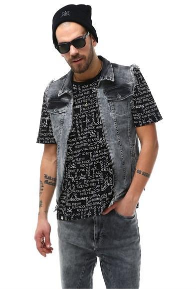 Erkek Cep Detaylı Kot Yelek - jameswhite001