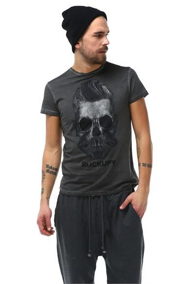 Erkek Kuru Kafa Detaylı Dijital Baskılı T-Shirt - jameswhite001