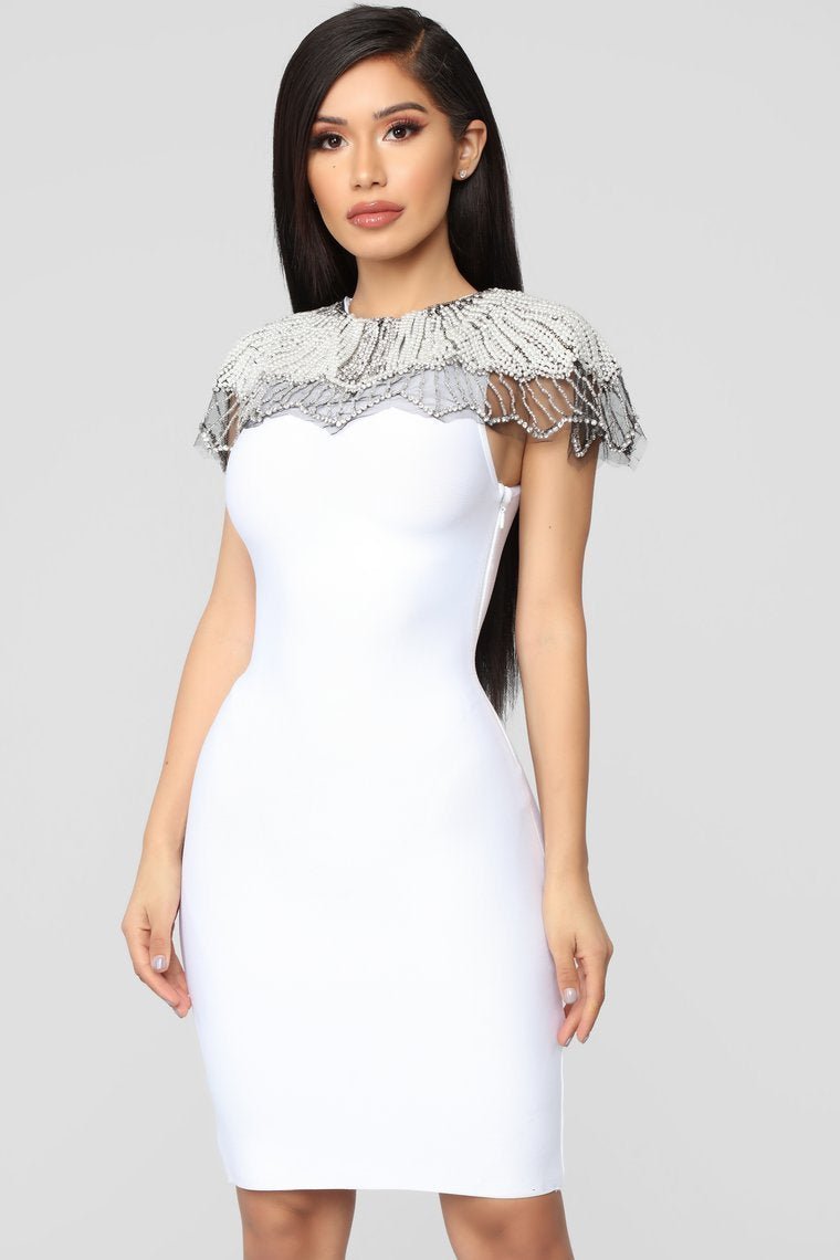 Essence Of Glamour Mini Dress - White - jameswhite001