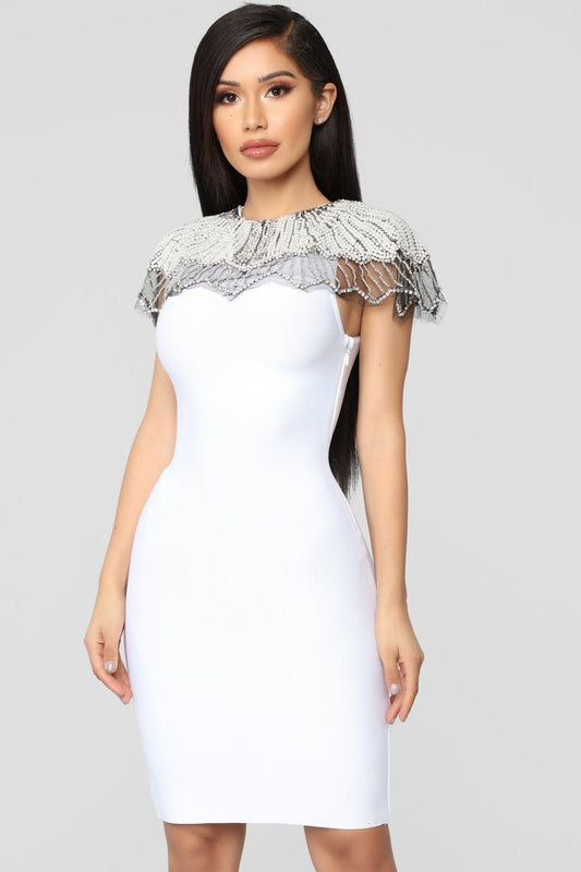 Essence Of Glamour Mini Dress - White - jameswhite001