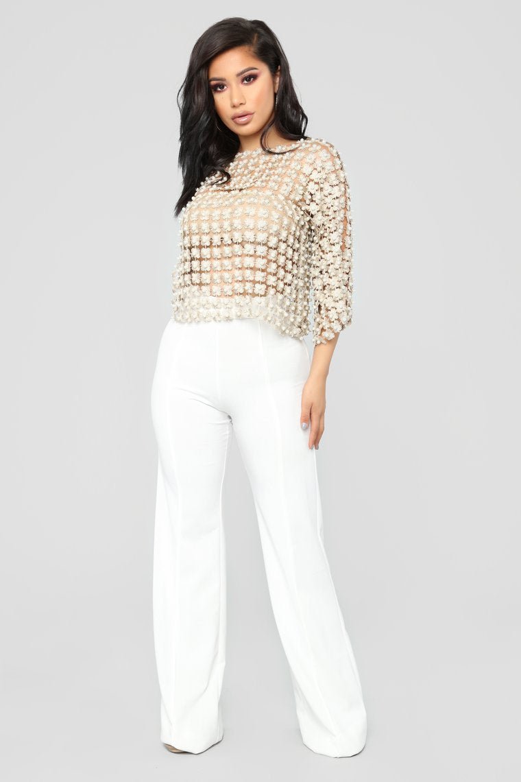 Evening Getaway Pearl Top - Gold - jameswhite001