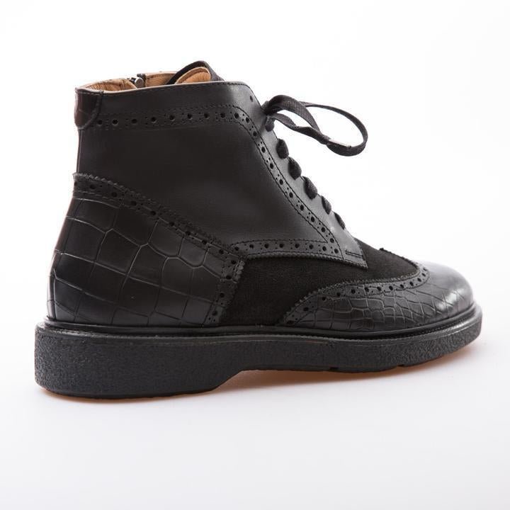 FABIAN - BLACK - WAXY SUEDE & CALF LEATHER - jameswhite001