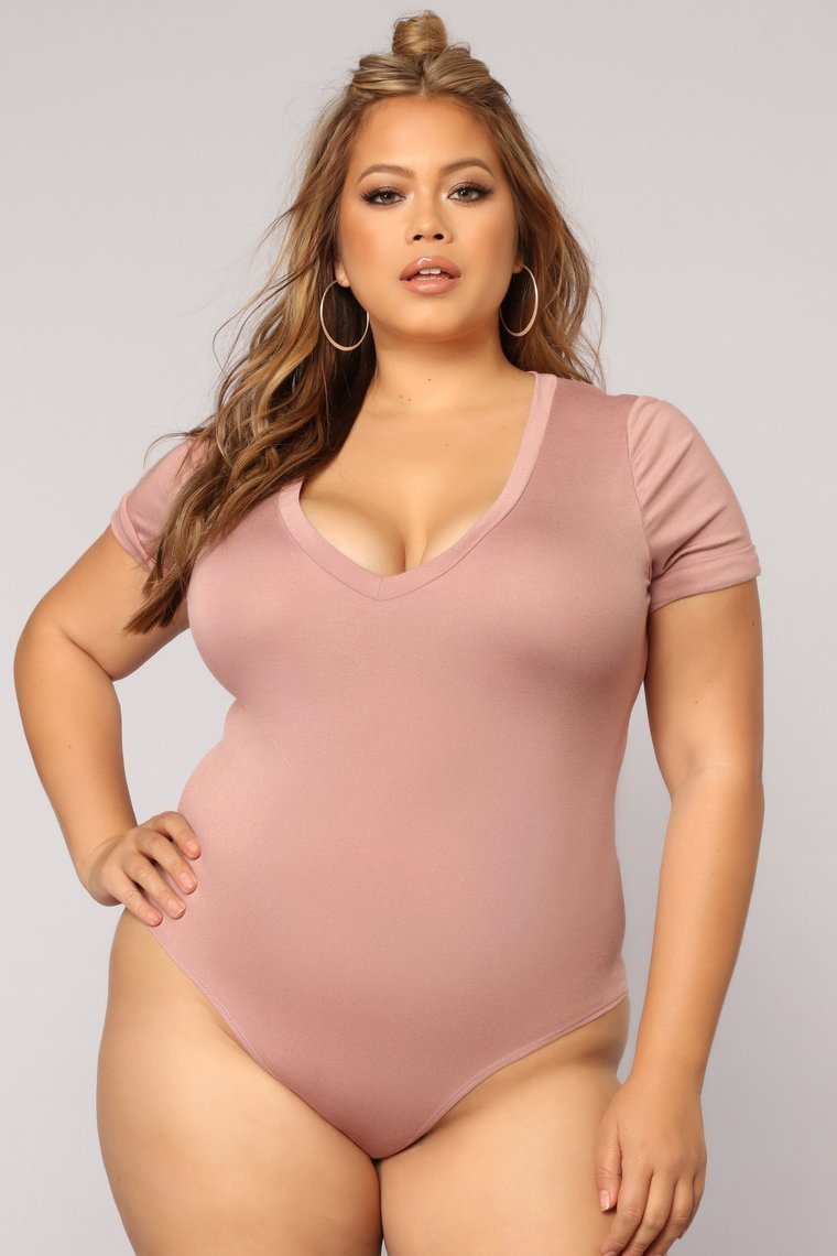 Favorite Tee Bodysuit - Pale Mauve - jameswhite001