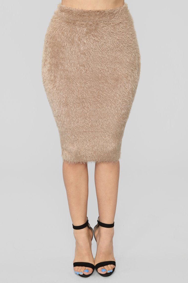 Feel The Fuzzy Skirt Set - Mocha - jameswhite001
