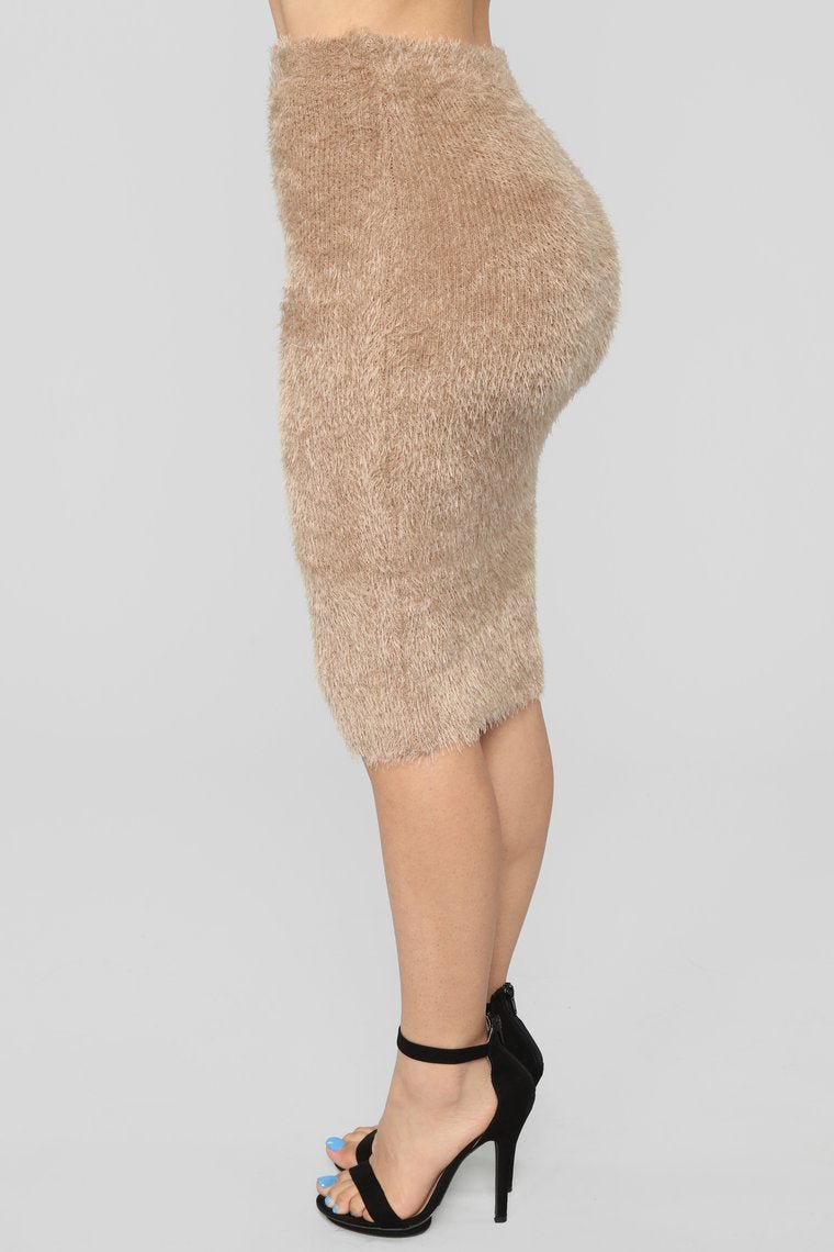 Feel The Fuzzy Skirt Set - Mocha - jameswhite001