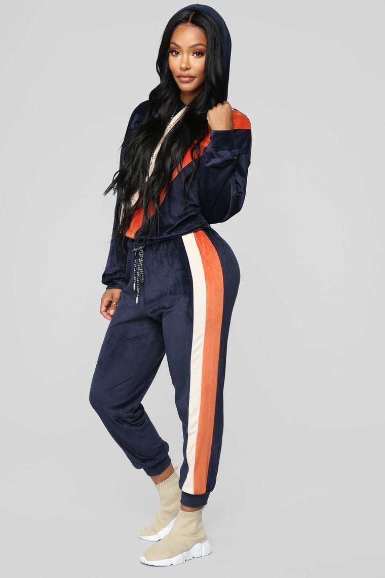 Feelin' Luxe Premium Velour Set - Navy - jameswhite001