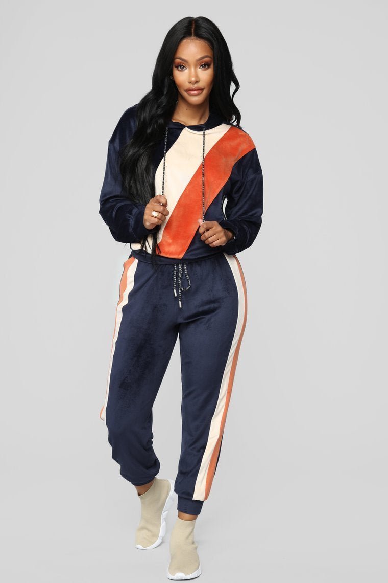 Feelin' Luxe Premium Velour Set - Navy - jameswhite001