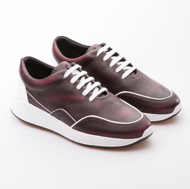 FELIX - BURGUNDY & WHITE - CALF GRAIN LEATHER - jameswhite001