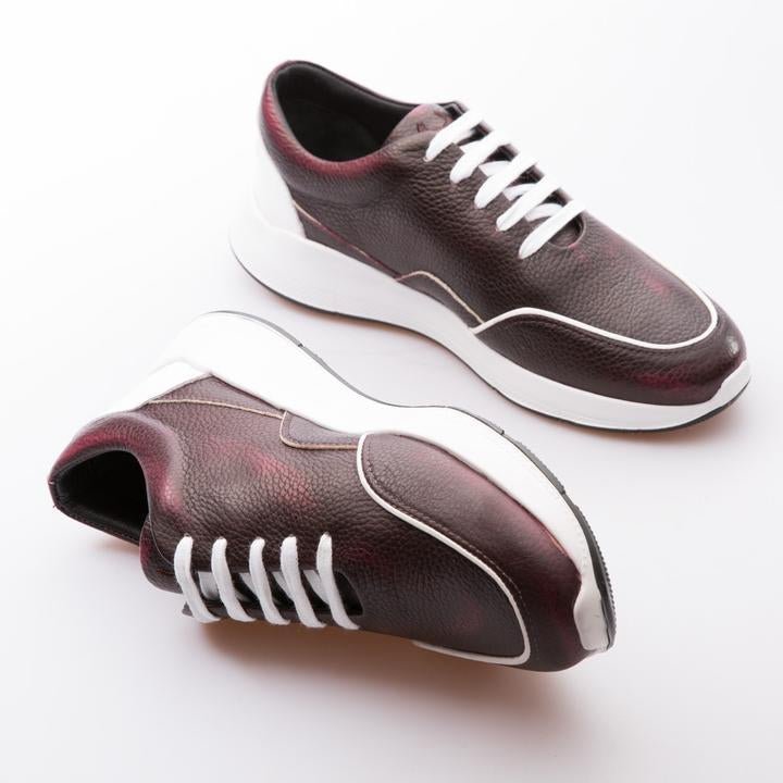 FELIX - BURGUNDY & WHITE - CALF GRAIN LEATHER - jameswhite001