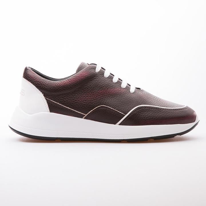 FELIX - BURGUNDY & WHITE - CALF GRAIN LEATHER - jameswhite001