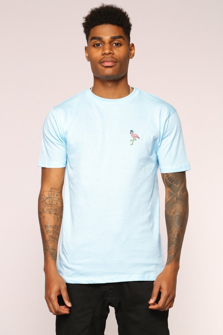 Flamingo Short Sleeve Tee - Blue - jameswhite001
