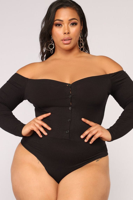 Fool In Love Off Shoulder Bodysuit - Black - jameswhite001