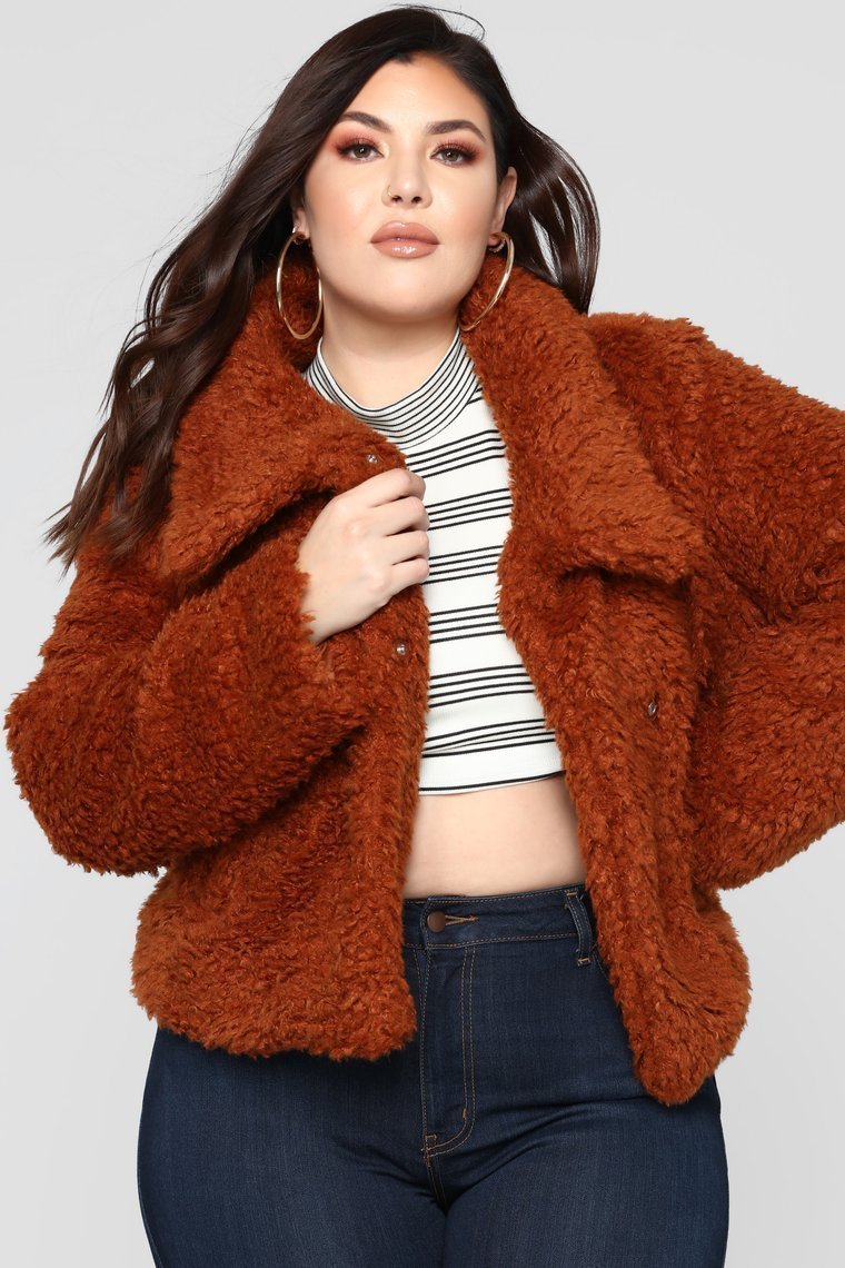 Furry Chilly Jacket - Cognac - jameswhite001