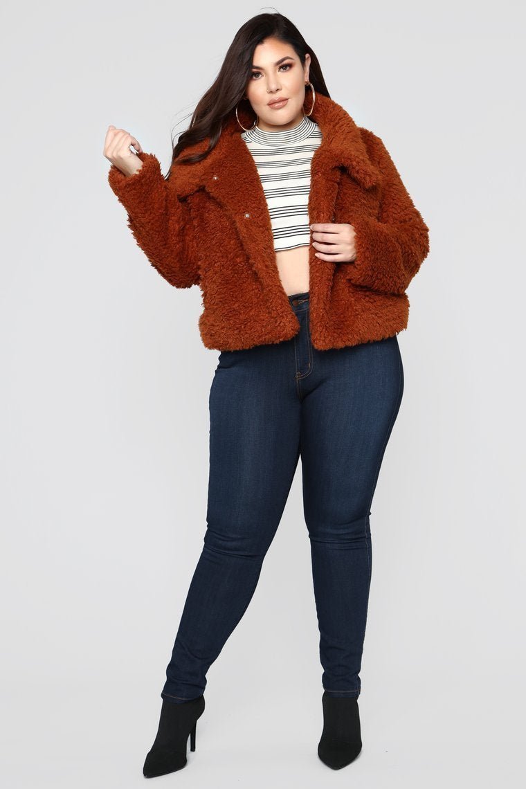 Furry Chilly Jacket - Cognac - jameswhite001