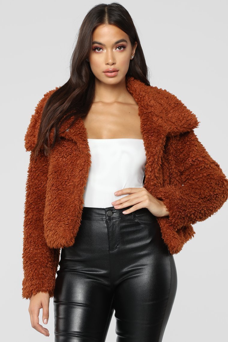 Furry Chilly Jacket - Cognac - jameswhite001