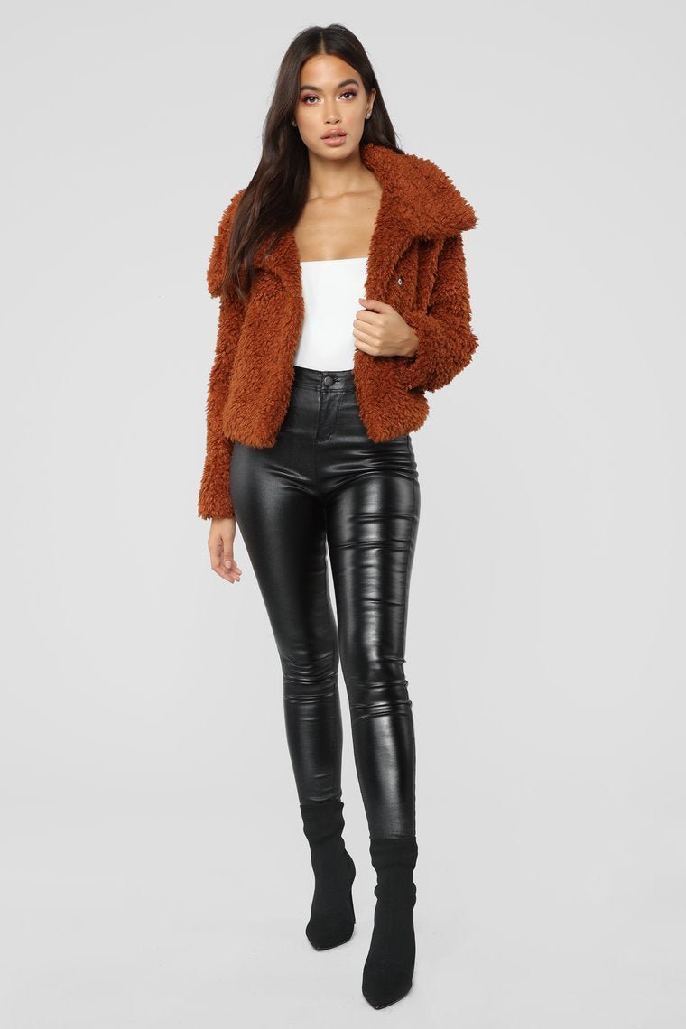 Furry Chilly Jacket - Cognac - jameswhite001