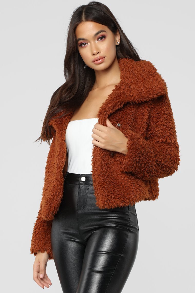 Furry Chilly Jacket - Cognac - jameswhite001