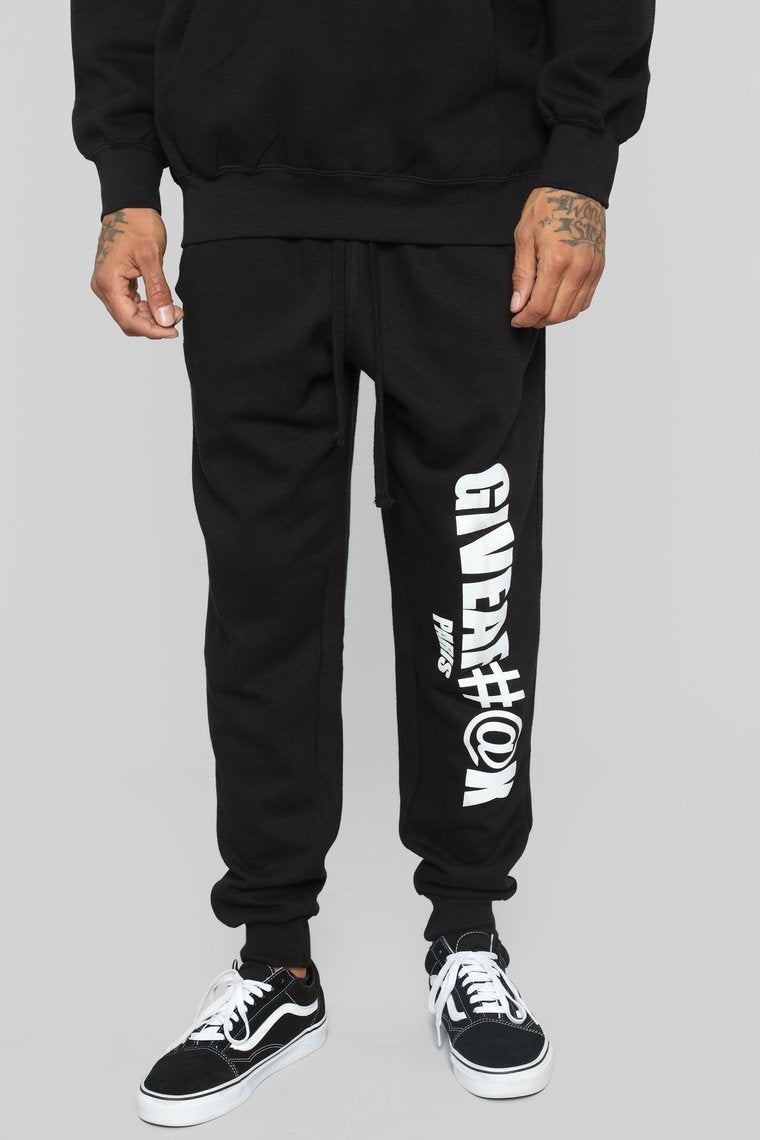 Give A F#@K Jogger - Black/White - jameswhite001
