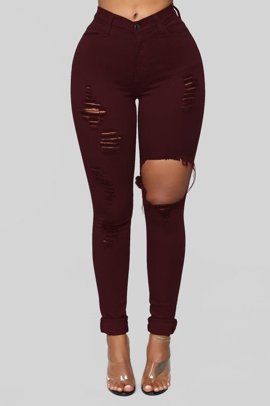Glistening Jeans - Burgundy - jameswhite001