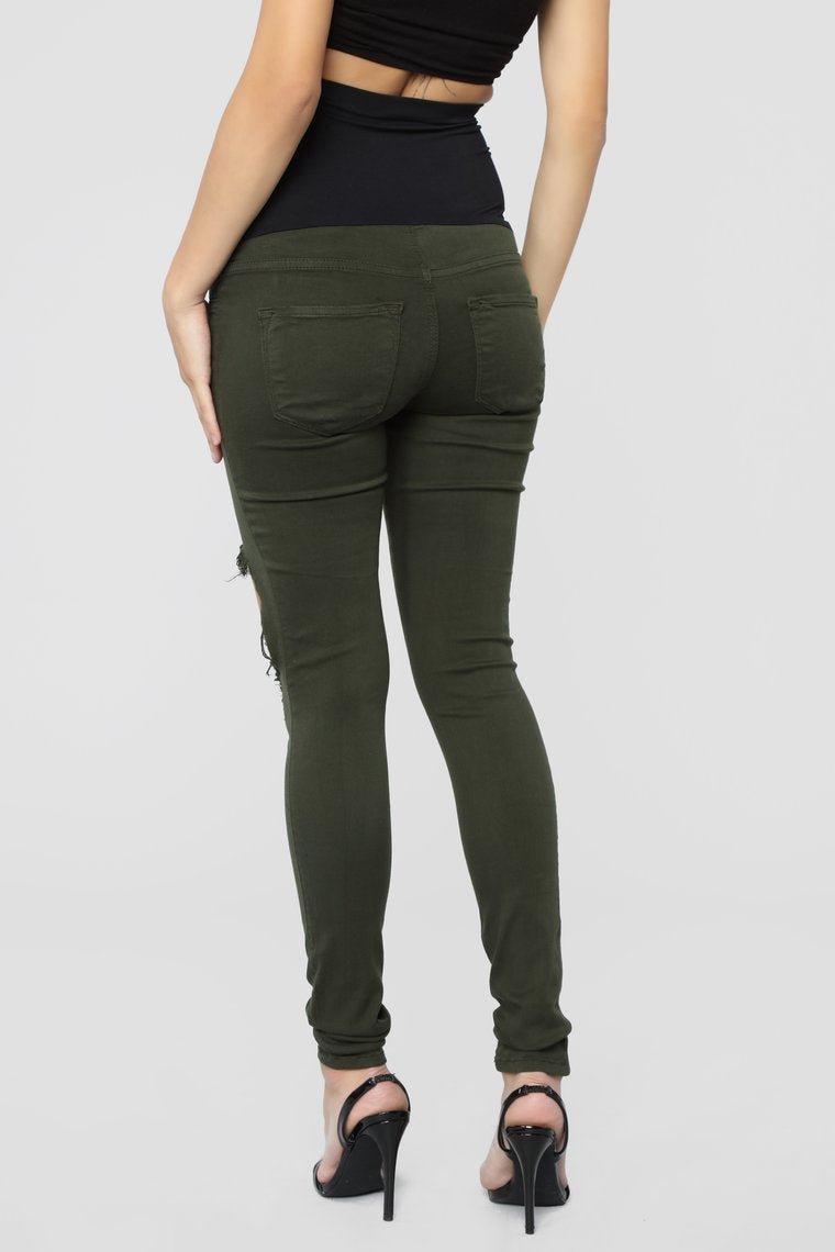 Glistening Maternity Jeans - Olive - jameswhite001