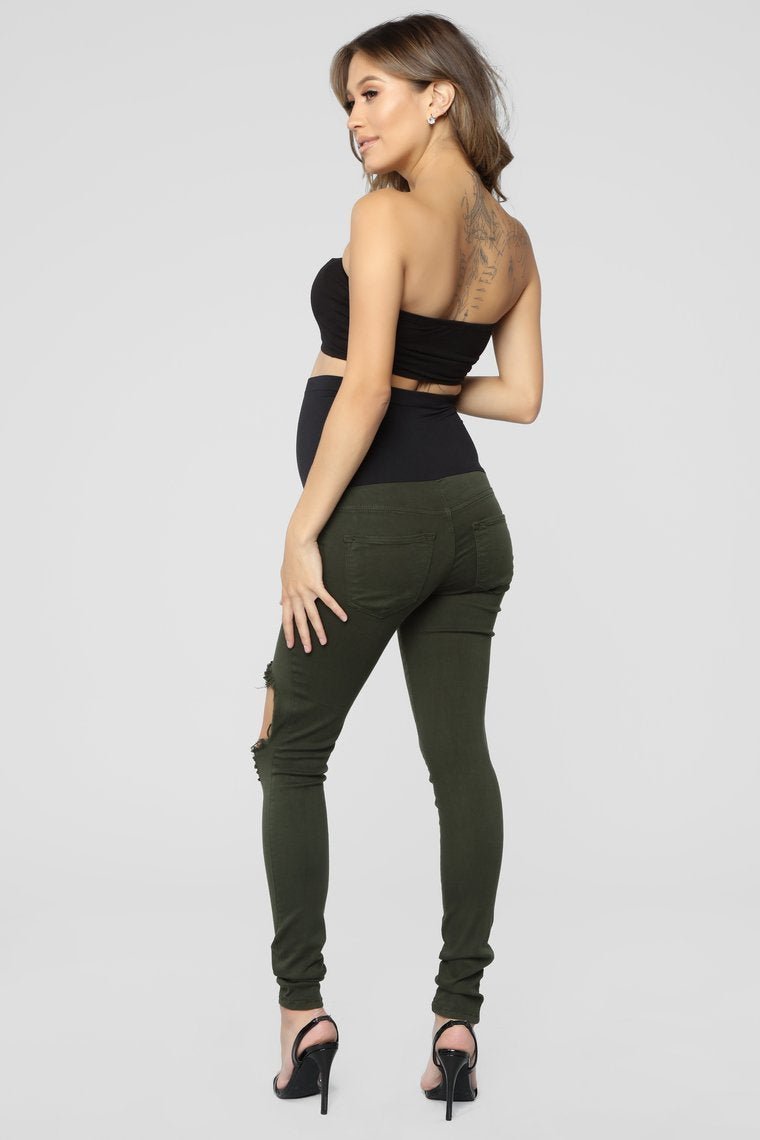 Glistening Maternity Jeans - Olive - jameswhite001
