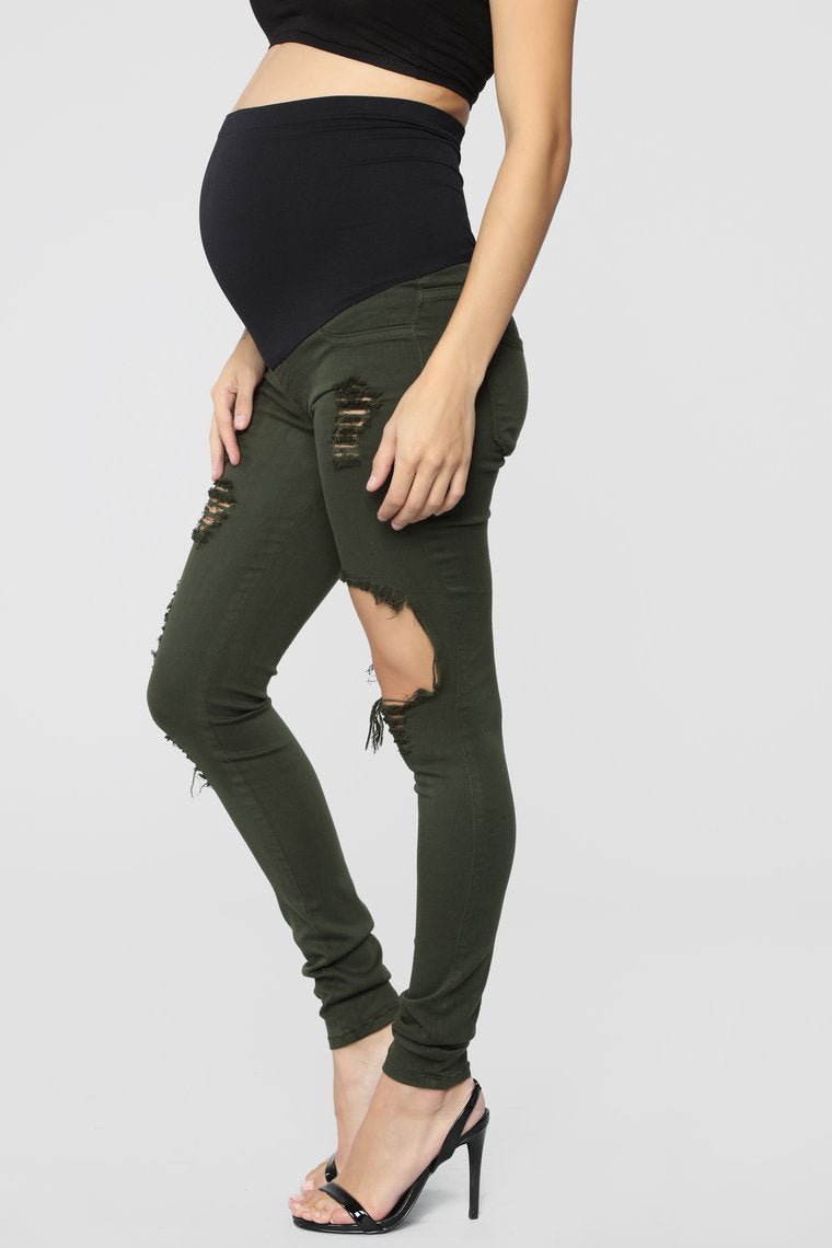 Glistening Maternity Jeans - Olive - jameswhite001