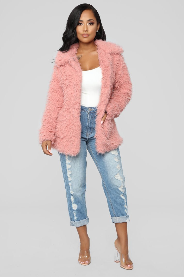 Great Feels Fuzzy Jacket - Mauve - jameswhite001