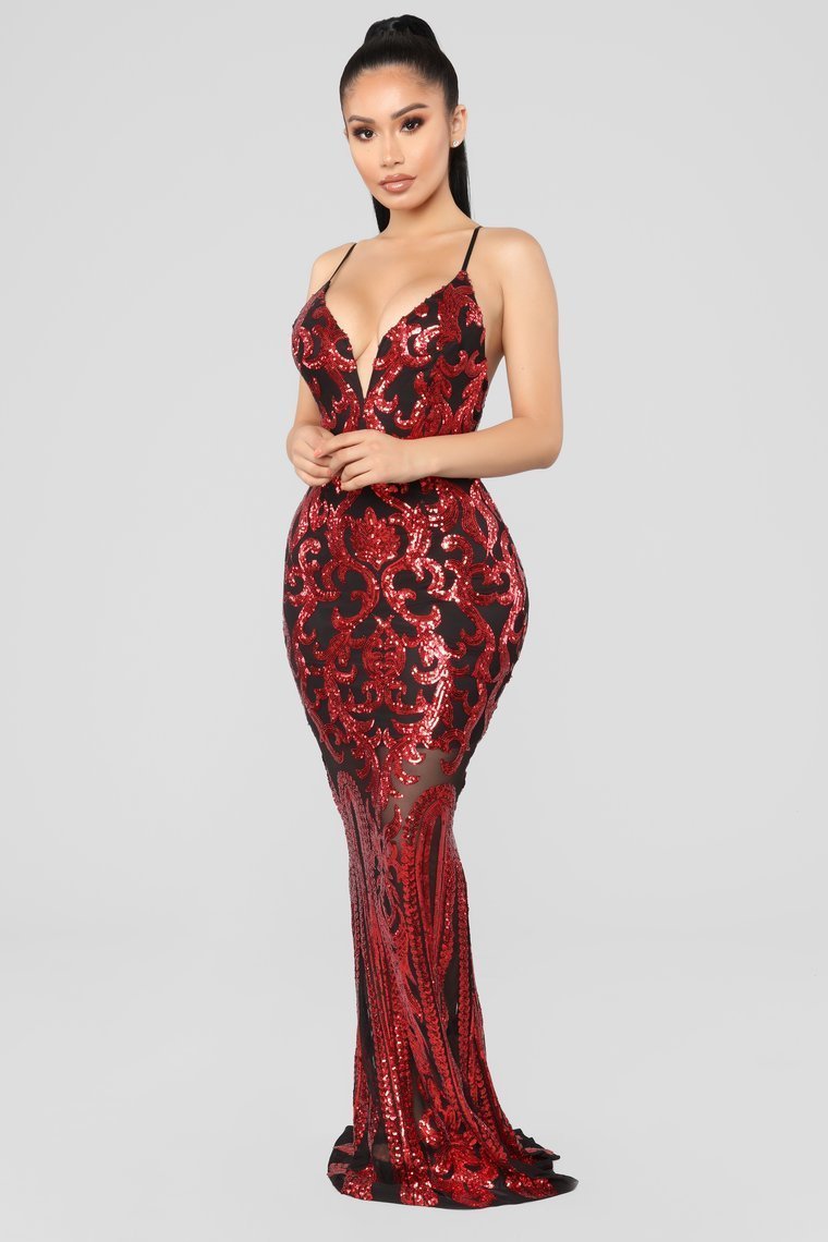 Guest Of Honor Sequin Dress - Red - jameswhite001