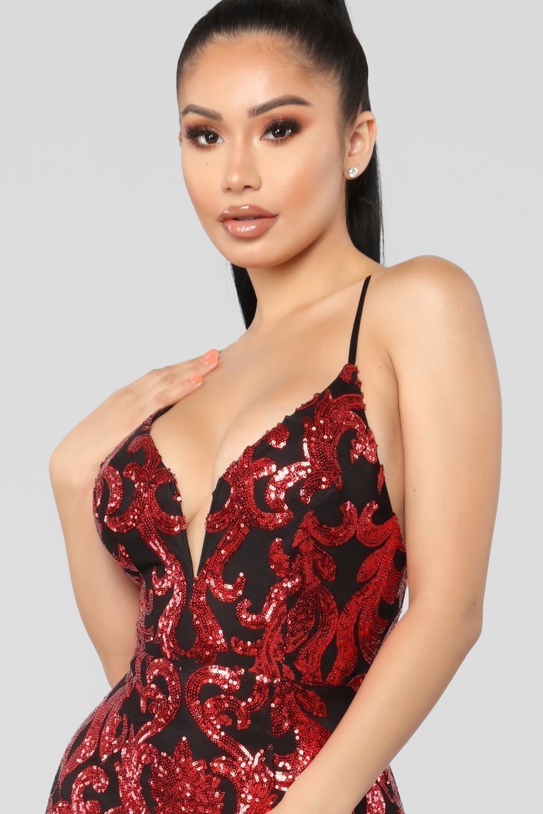 Guest Of Honor Sequin Dress - Red - jameswhite001