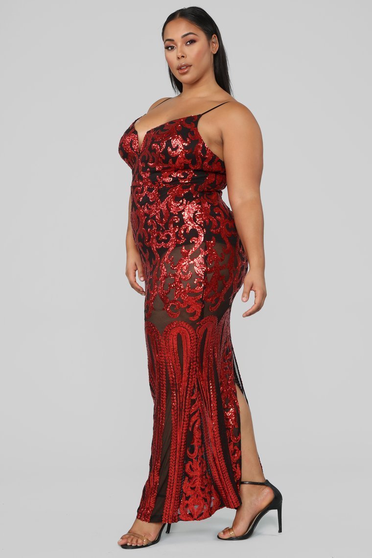 Guest Of Honor Sequin Dress - Red - jameswhite001