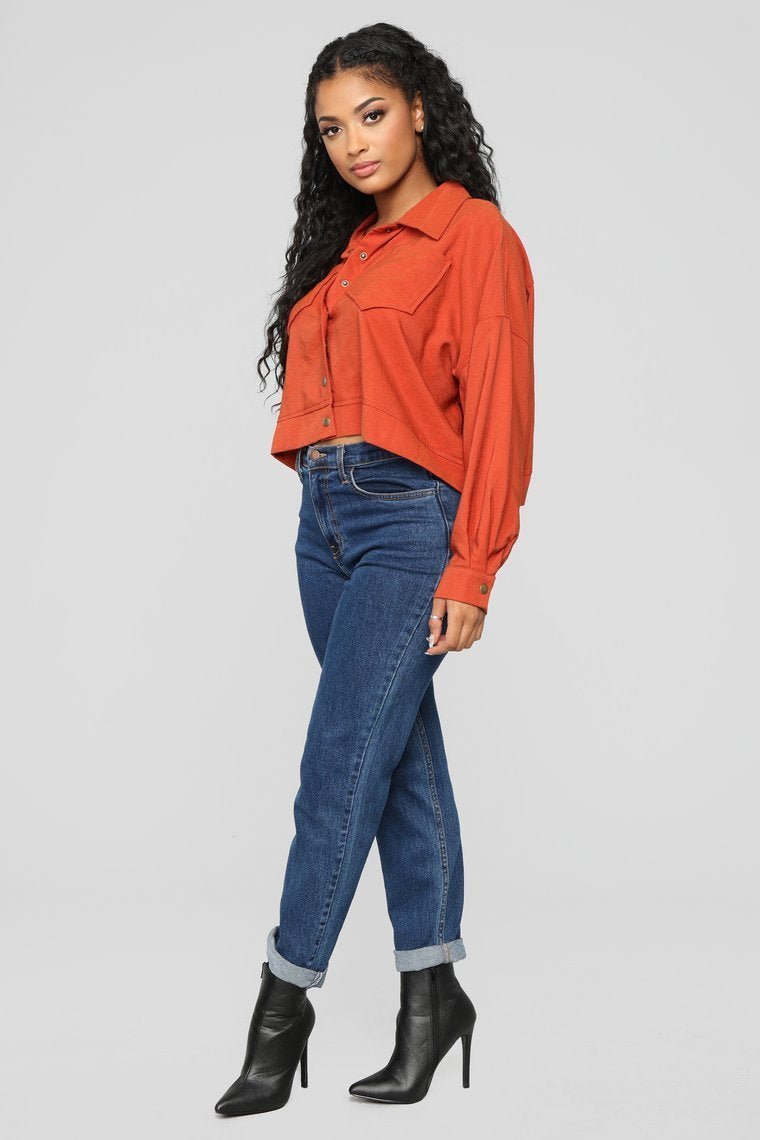 Had Me At Hello Cropped Jacket - Rust - jameswhite001