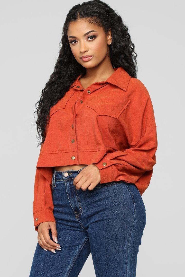 Had Me At Hello Cropped Jacket - Rust - jameswhite001