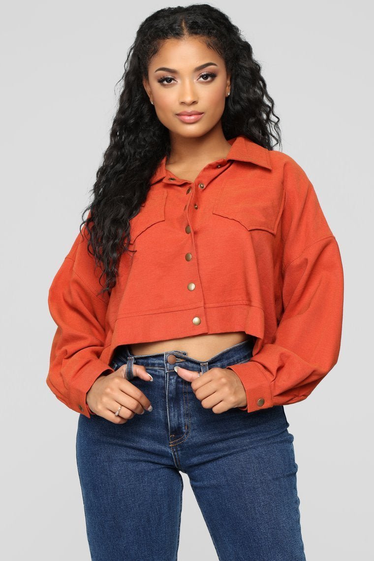 Had Me At Hello Cropped Jacket - Rust - jameswhite001
