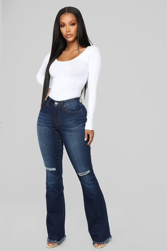 Hanging With The Best Flare Jeans - Dark Denim - jameswhite001