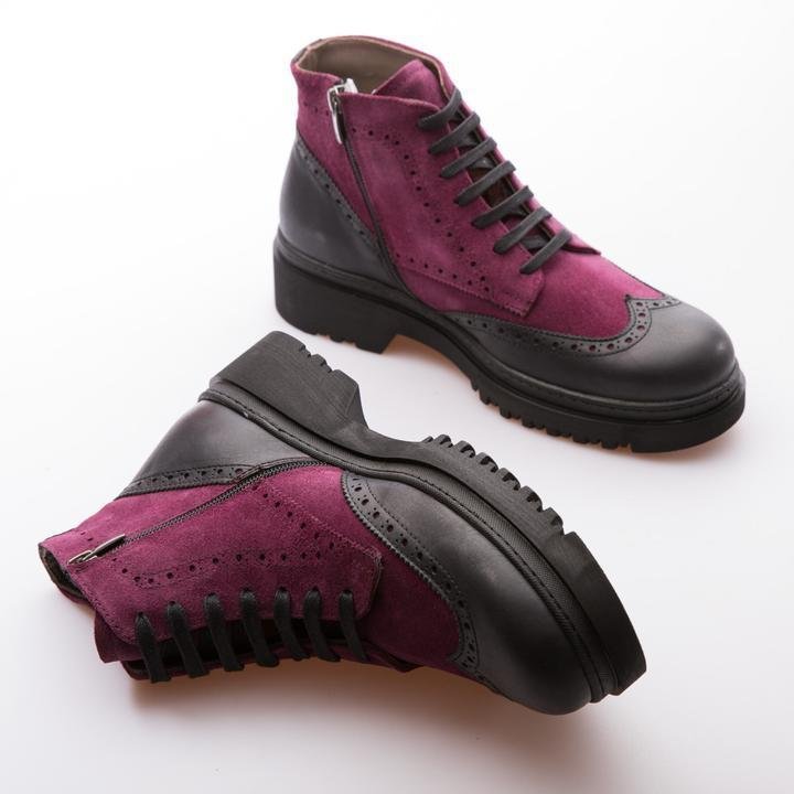 HAROLD - FUSHIA & BLACK - WAXY SUEDE & CALF LEATHER - jameswhite001
