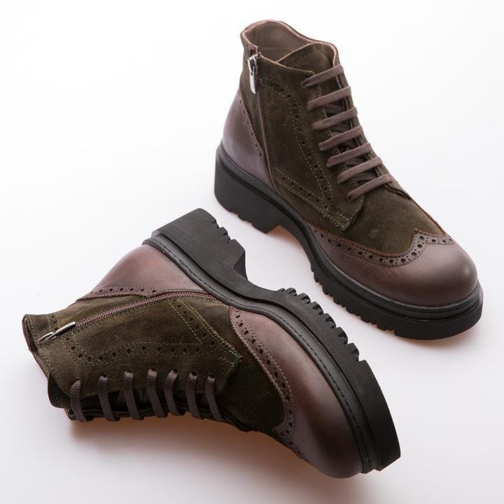 HAROLD - KHAKI & BROWN - WAXY SUEDE & CALF LEATHER - jameswhite001