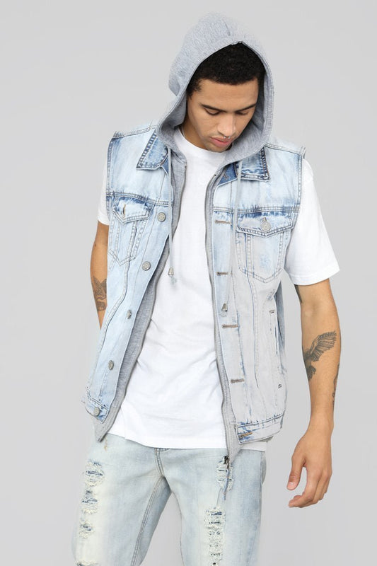 Harringford Denim Vest - Ice Blue - jameswhite001