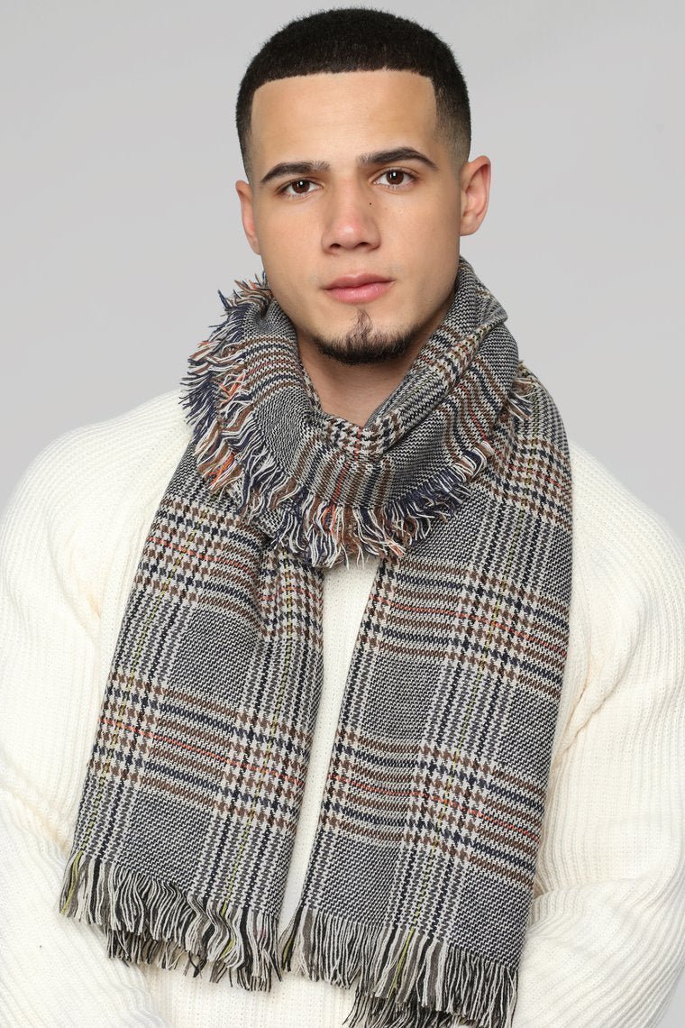 Harrison Plaid Scarf - Blue - jameswhite001