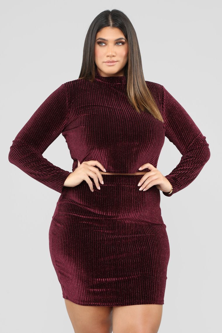 Here And Now Velvet Set - Wine - jameswhite001