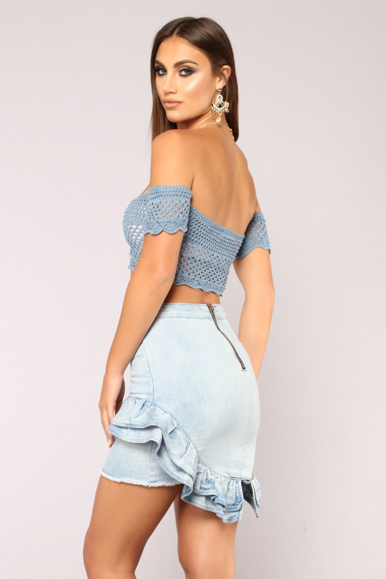 Here To Stay Crochet Top - Blue - jameswhite001