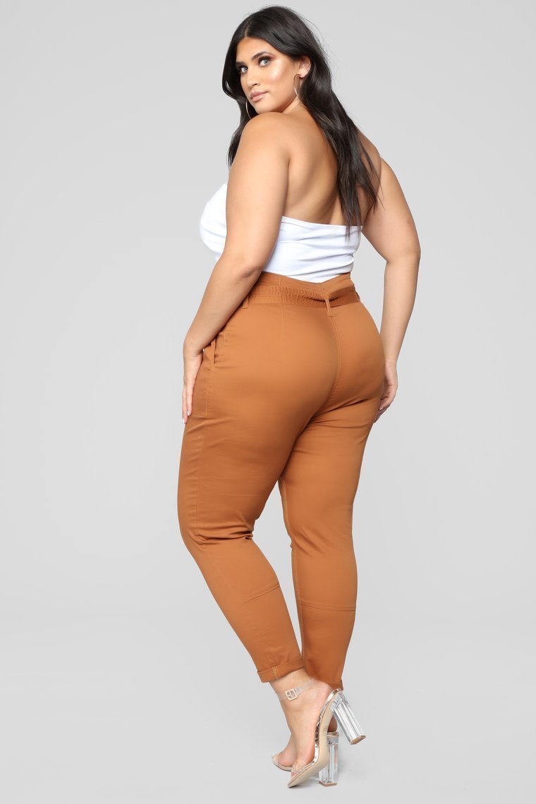 Here's The News High Rise Pants - Cognac - jameswhite001