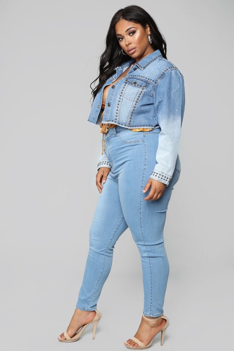 Hey Stud Denim Jacket - Medium Wash - jameswhite001