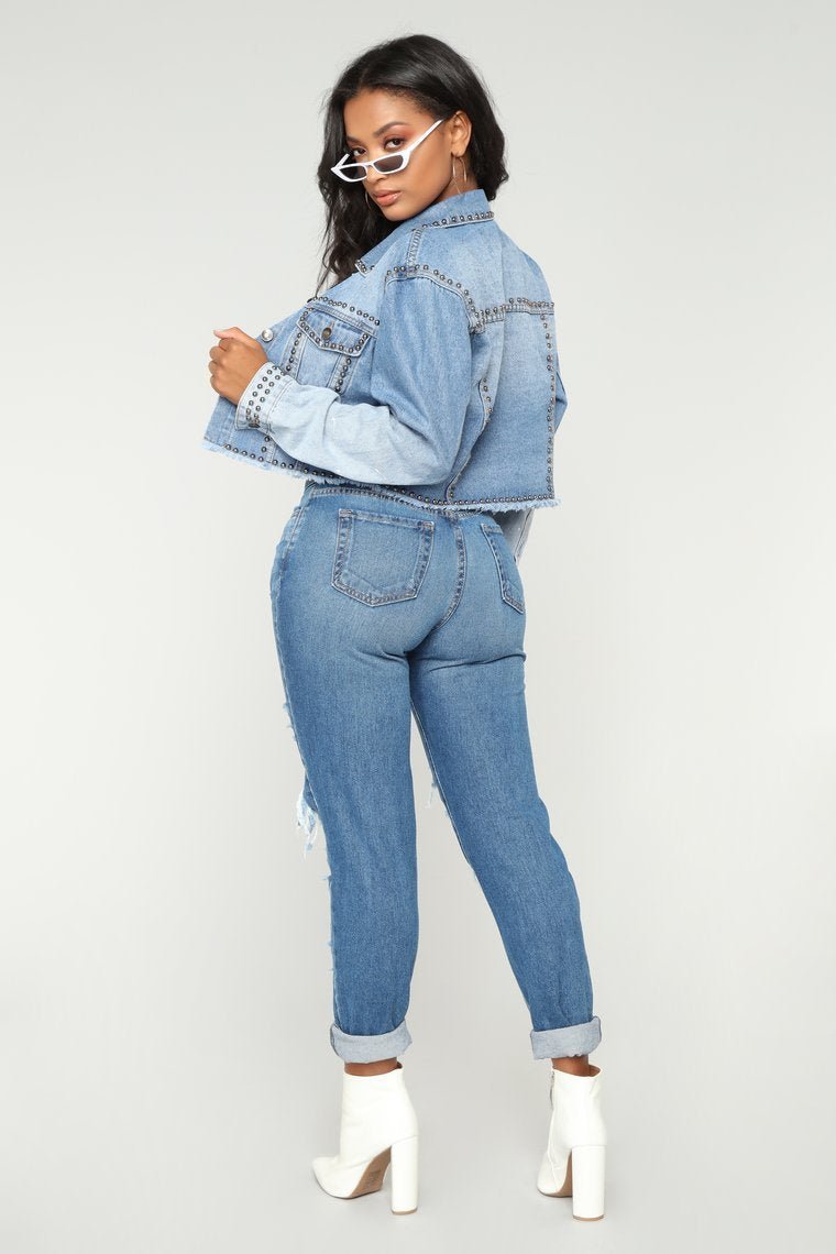 Hey Stud Denim Jacket - Medium Wash - jameswhite001