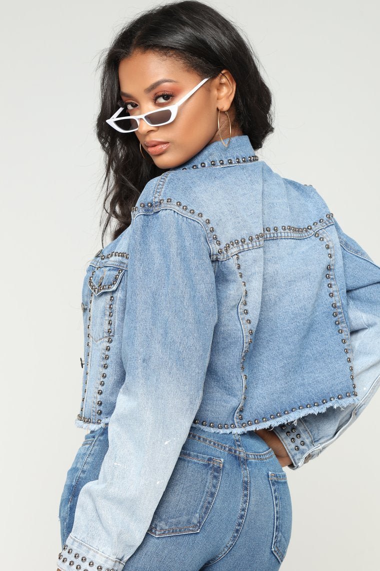 Hey Stud Denim Jacket - Medium Wash - jameswhite001