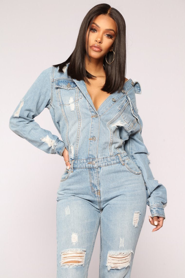High Jump Denim Jumpsuit - Medium Denim - jameswhite001