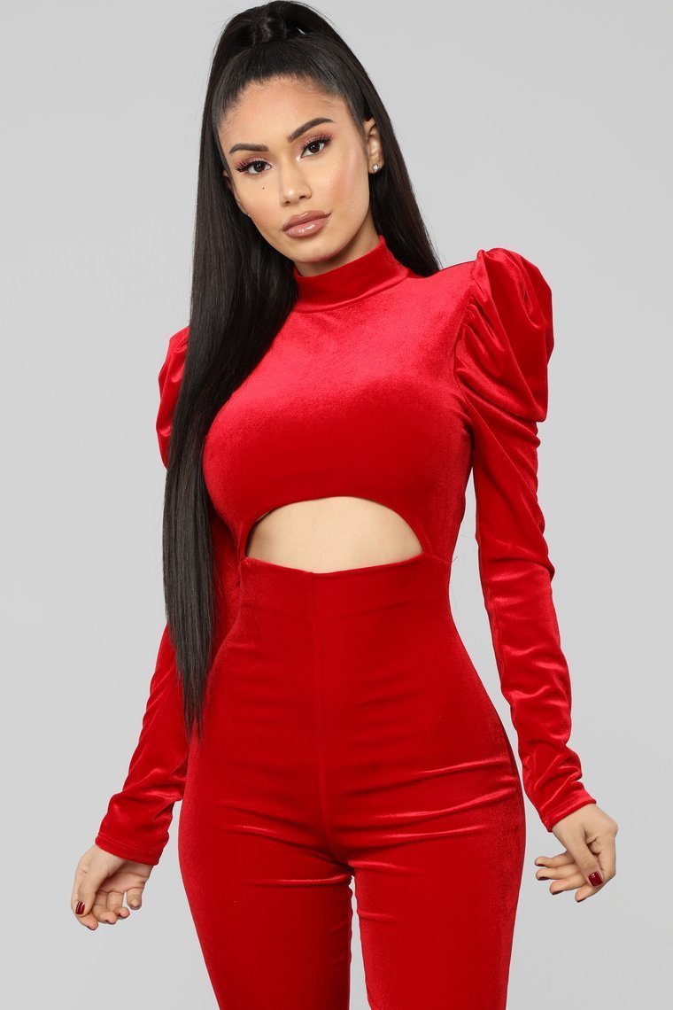 High Standards Velvet Jumpsuit - Red - jameswhite001