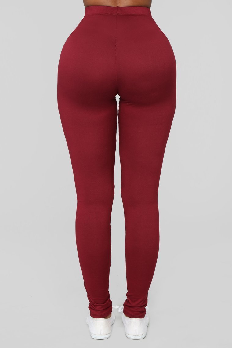 Hit The Slit Basic Leggings - Burgundy - jameswhite001