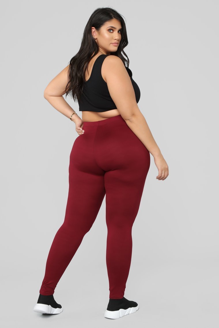 Hit The Slit II Basic Leggings - Burgundy - jameswhite001