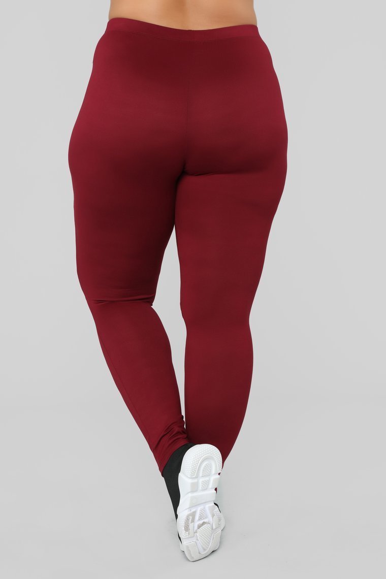 Hit The Slit II Basic Leggings - Burgundy - jameswhite001